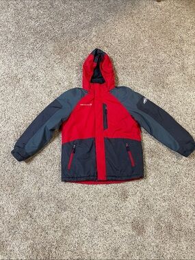 Free Country Red and Gray Hooded Puffer Jacket for Kids